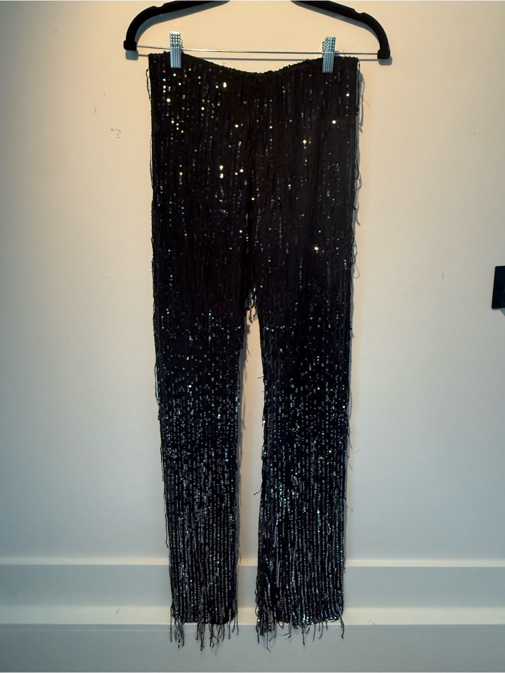 Zara Black Sequin Fringe Pants